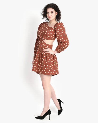 Cocoa Charm Polka Dot Mini Dress