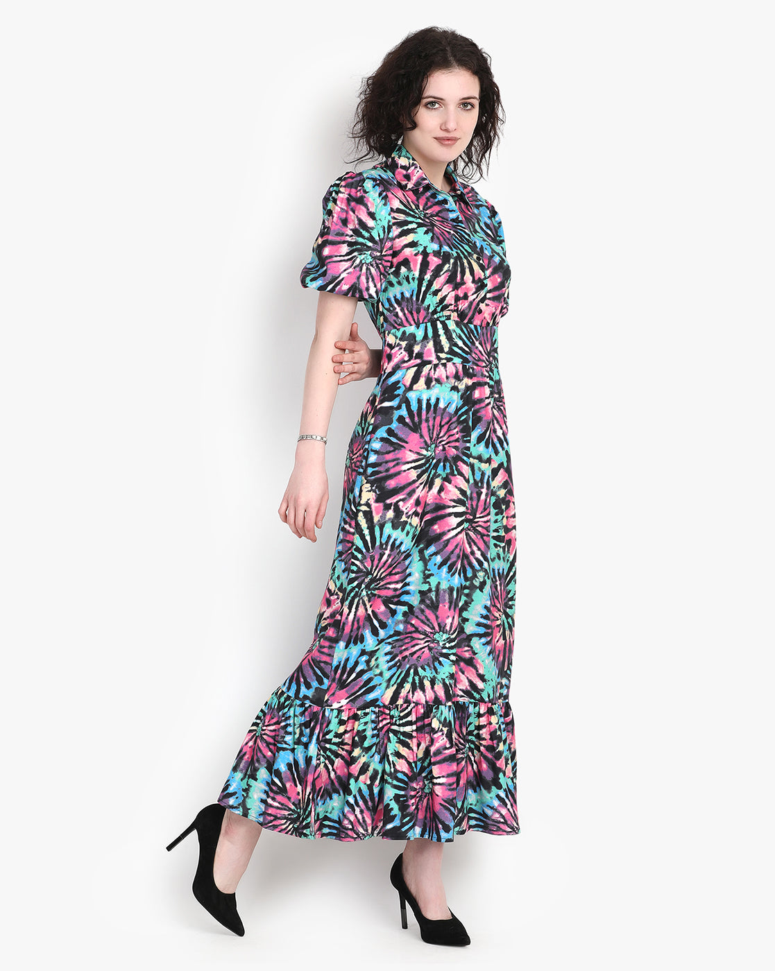 Noir Abstract Elegance Maxi Dress