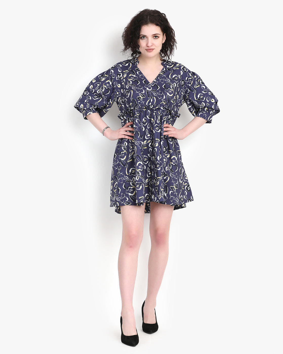 Cerulean Blossom Mini Dress