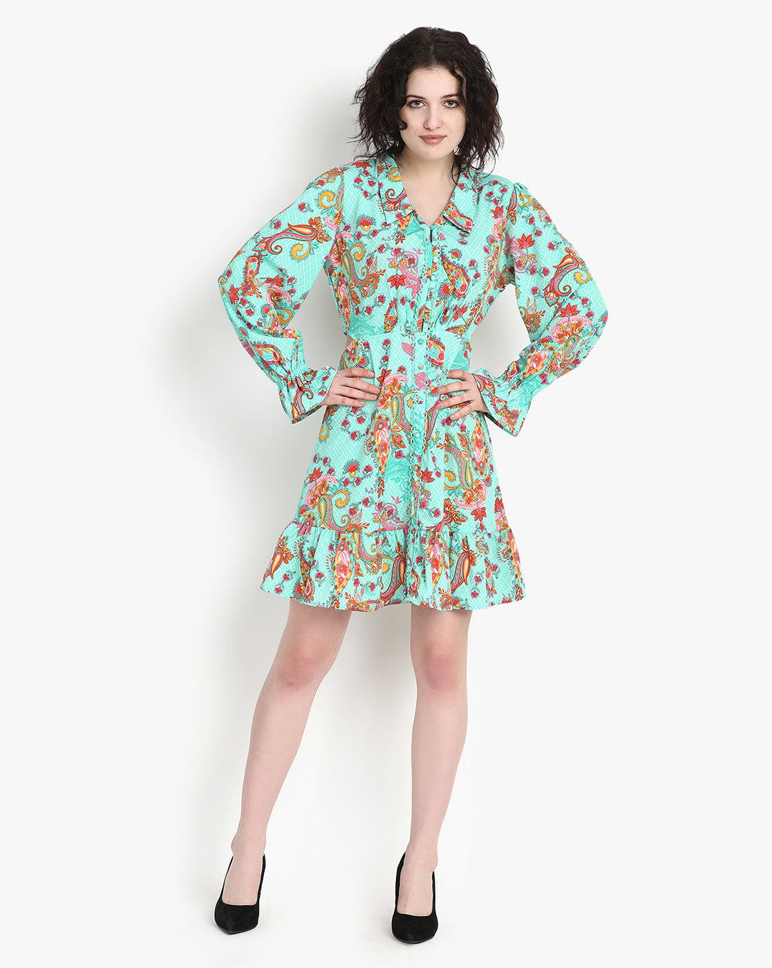 Minted Elegance Paisley Dress