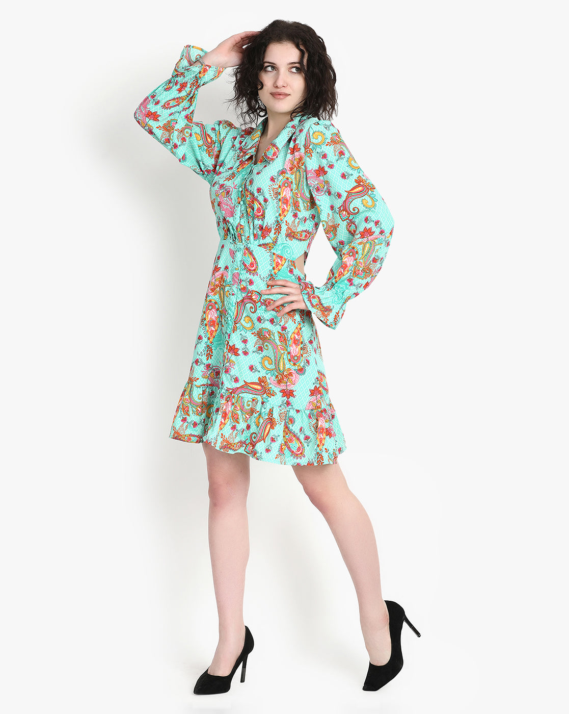 Minted Elegance Paisley Dress