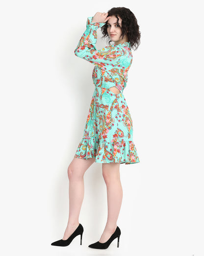 Minted Elegance Paisley Dress