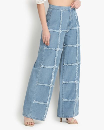 Indigo Lace Flare Jeans