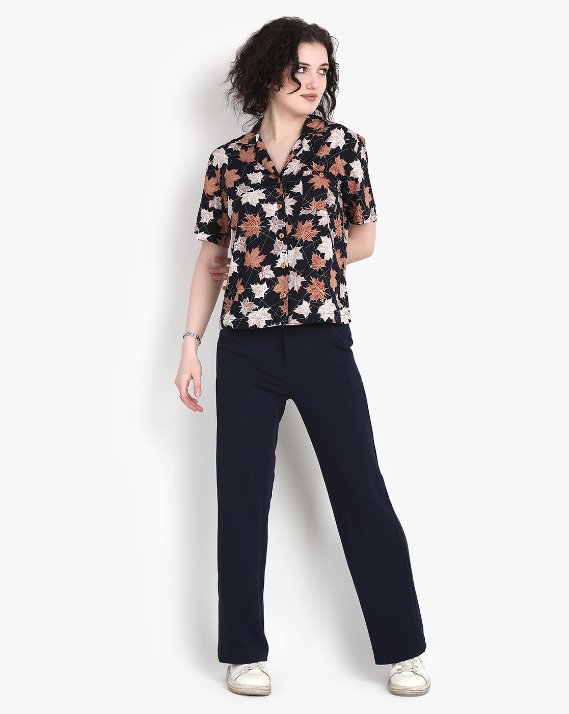 Ebony Foliage Crop Shirt