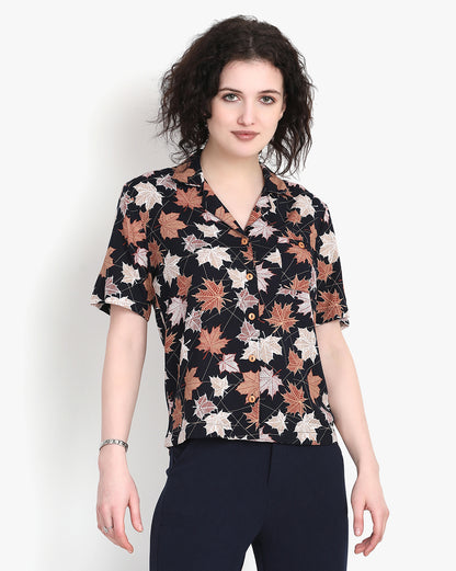 Ebony Foliage Crop Shirt