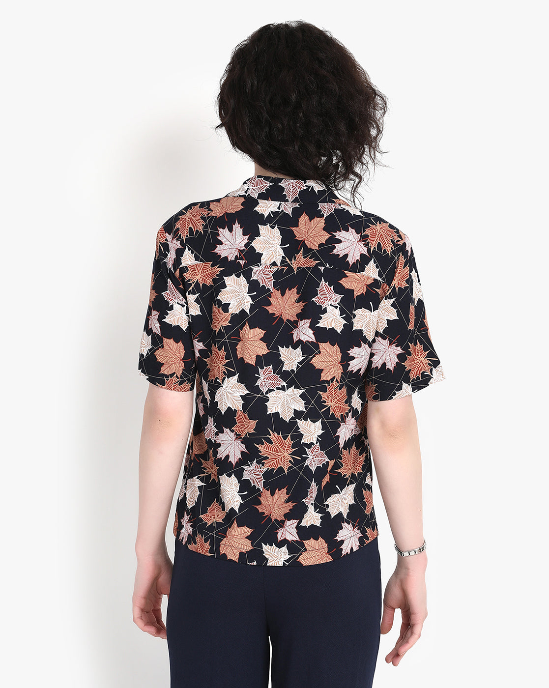 Ebony Foliage Crop Shirt