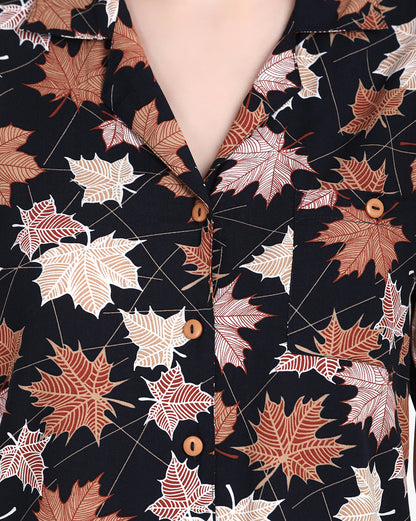 Ebony Foliage Crop Shirt