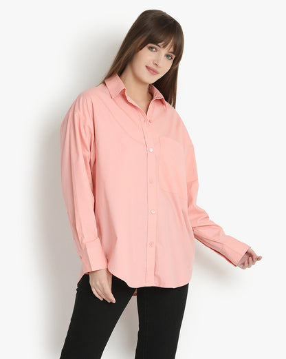 Coral Breeze Button-Down Shirt