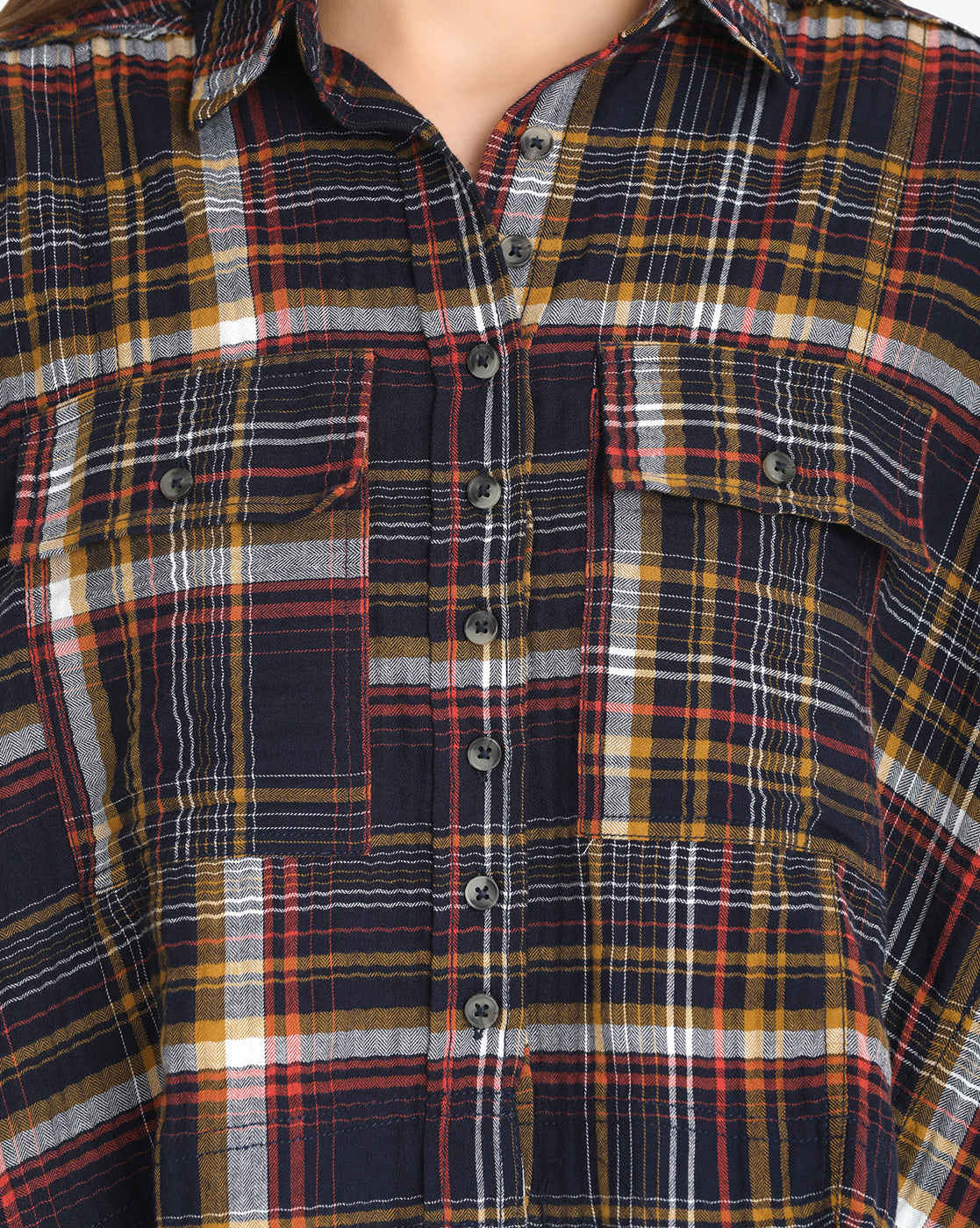 Checkered Charm High-Low Shirt