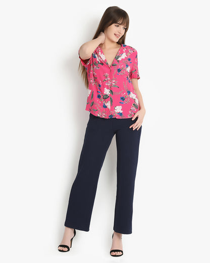 Fuchsia Blossom Button-Down Shirt