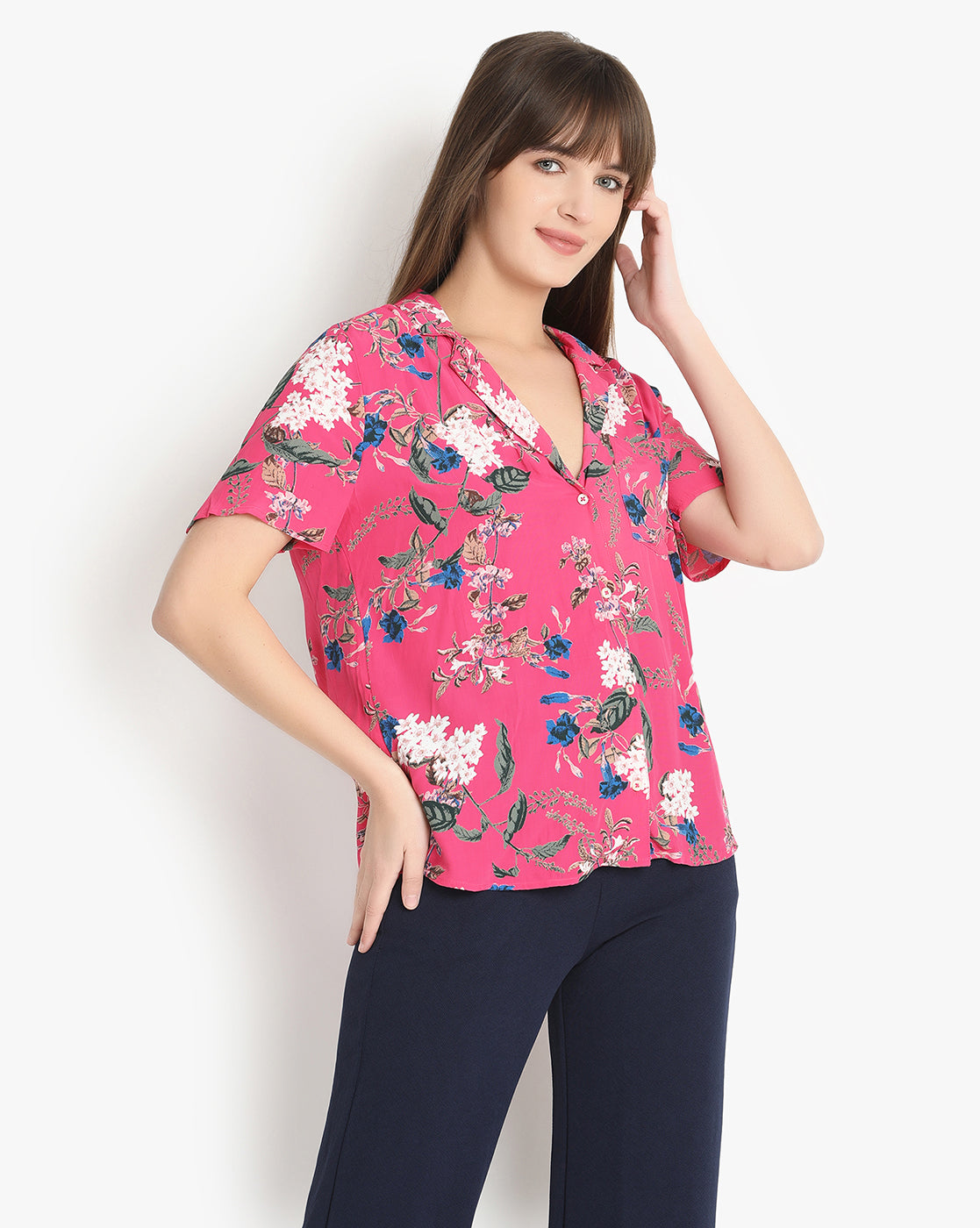 Fuchsia Blossom Button-Down Shirt