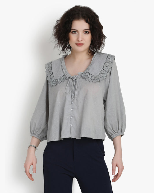 Slate Lace Elegance Top