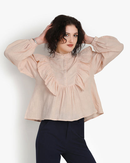 Ivory Elegance Frill Top