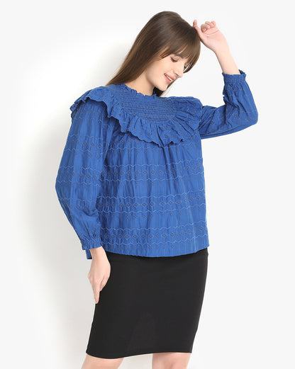 Azure Breeze Schiffli Top