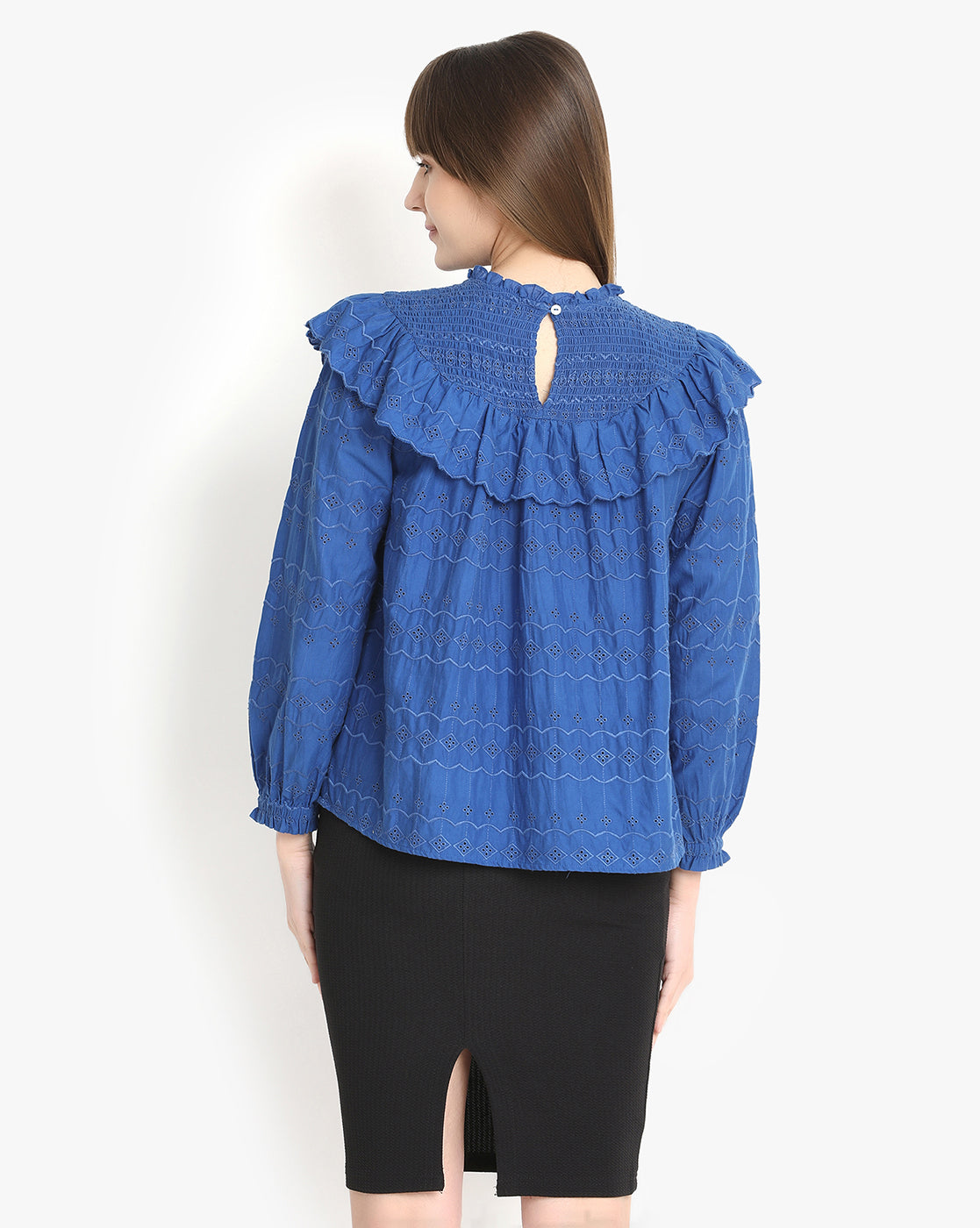 Azure Breeze Schiffli Top