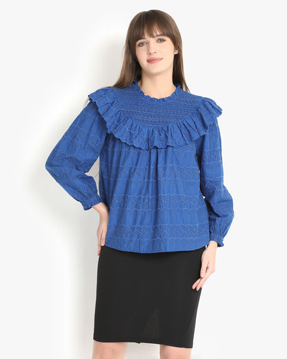 Azure Breeze Schiffli Top