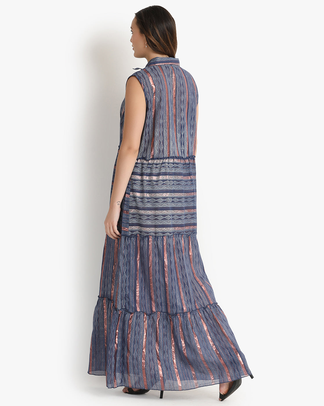 Azure Geometric Maxi Dress