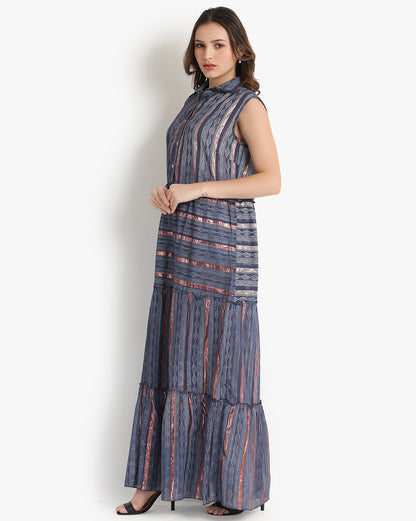 Azure Geometric Maxi Dress