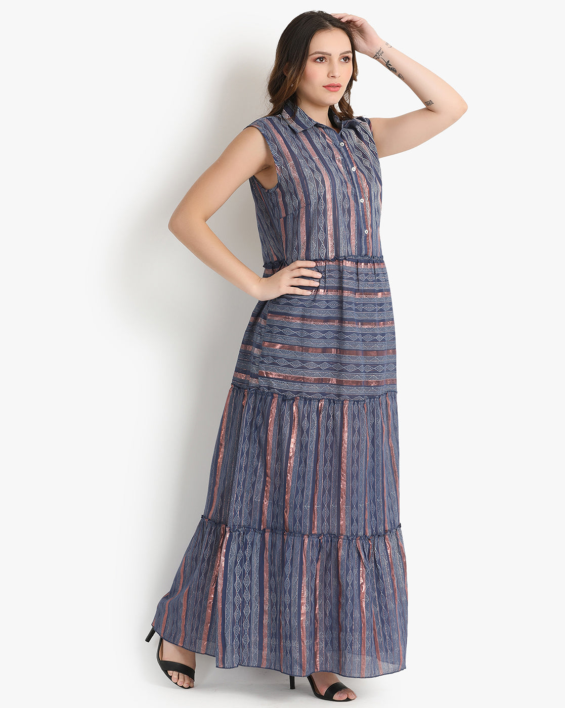 Azure Geometric Maxi Dress