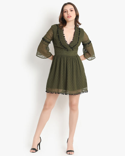 Emerald Flare Mini Dress